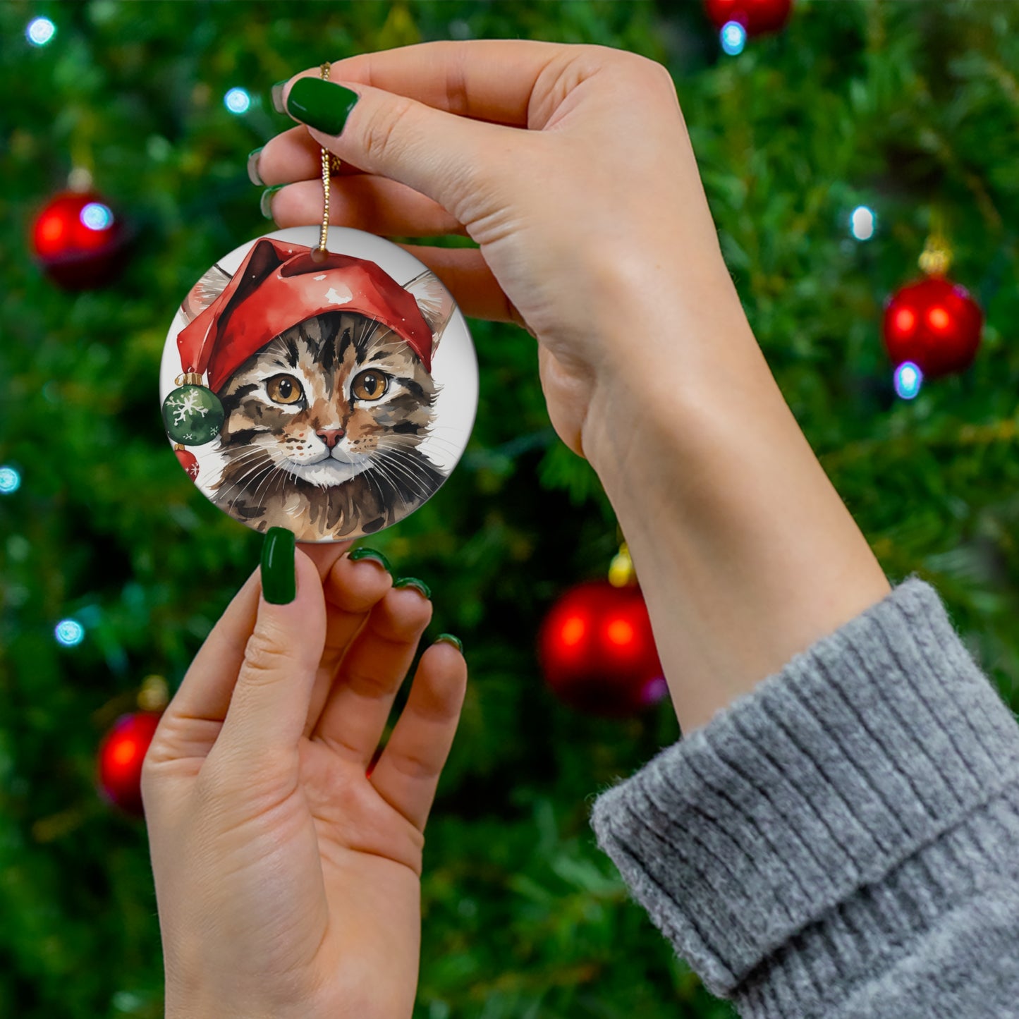 Ceramic Ornament - Christmas Cat     Item #5112631