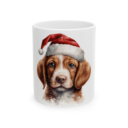 Christmas Puppy Ceramic Mug – Cute Dog in Santa Hat 11oz  Item #195242