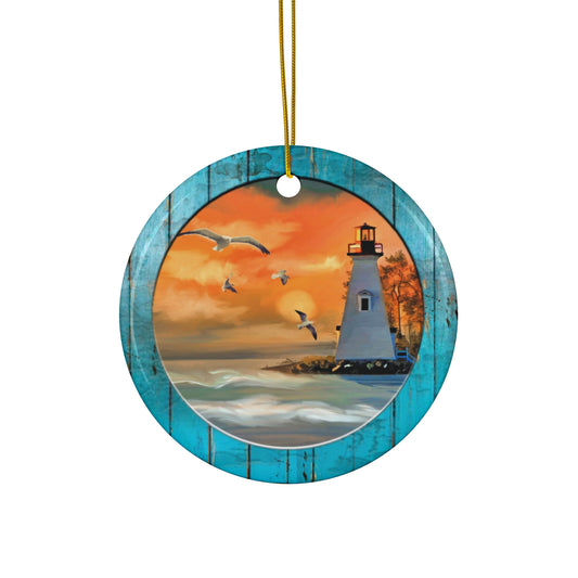 Lighthouse Ceramic Disc Ornament         Item #5929576