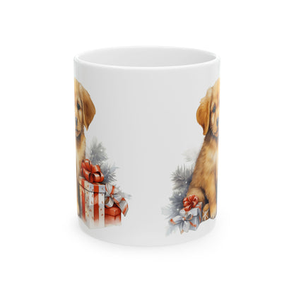 Festive Puppy With Presents Christmas Ceramic Mug 11oz  Item #63354