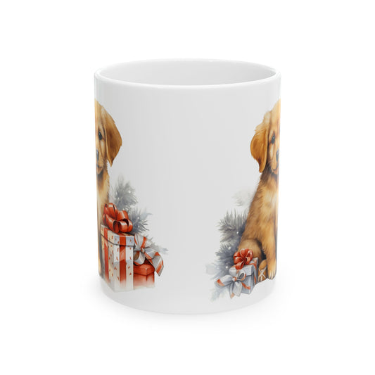 Festive Puppy With Presents Christmas Ceramic Mug 11oz  Item #63354