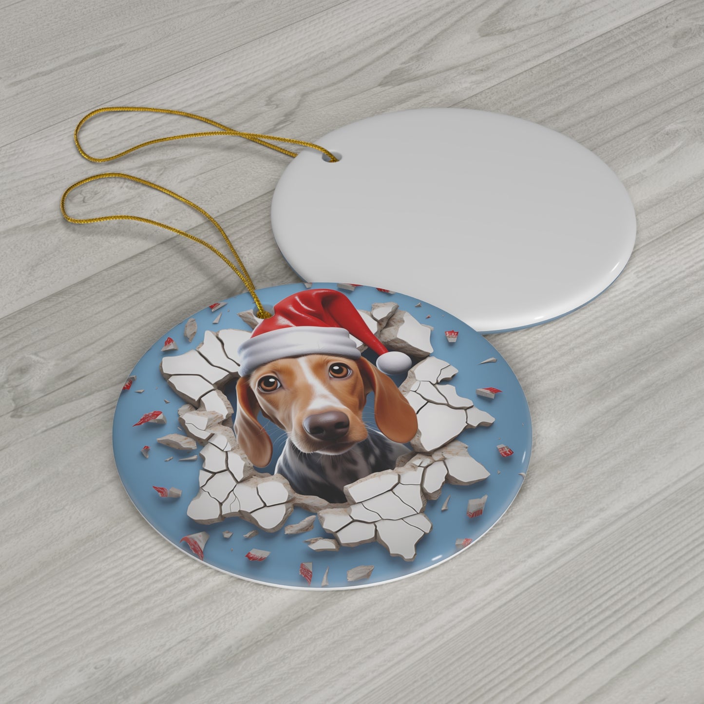 CERAMIC ORNAMENT - 3D CHRISTMAS DOG          Item #2543941