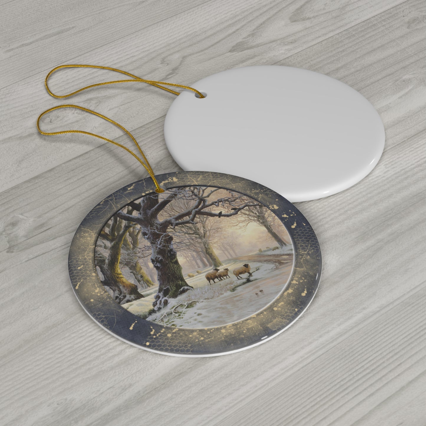 Winter Scene Ceramic Disc Ornament         Item #869601