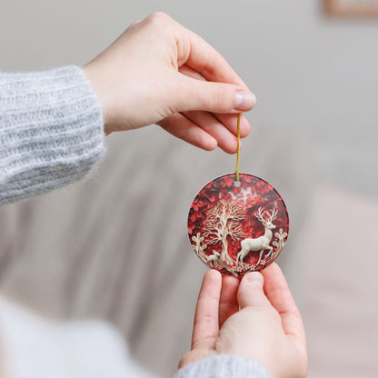 Red Forest Deer Ceramic Ornament    Item #98371