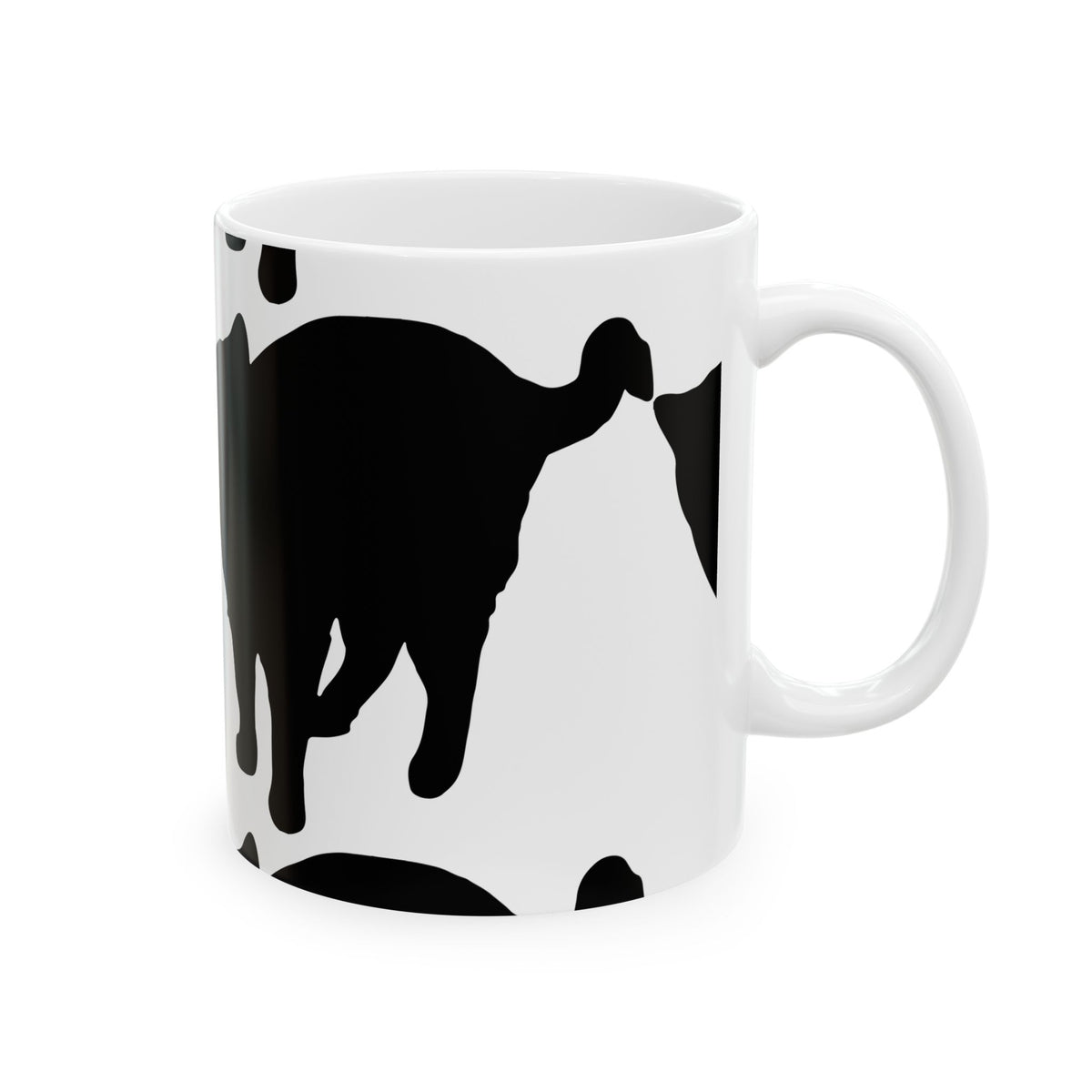 Cat Print Ceramic Mug – Black & White Farmhouse Coffee Cup 11oz    Item #506222
