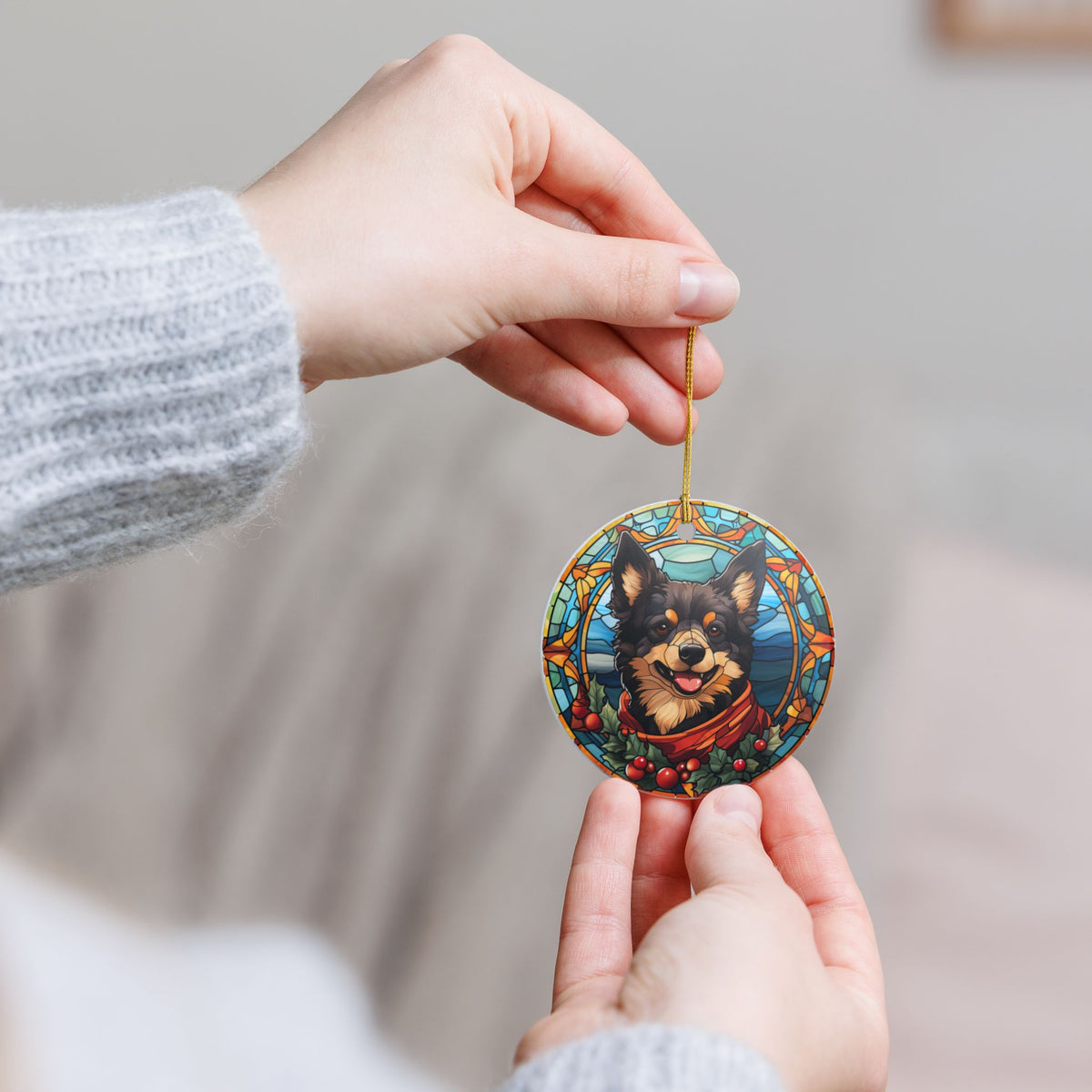Schipperke Dog Christmas Ceramic Ornament Item #49264