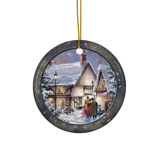 Winter Scene Ceramic Disc Ornament          Item #485117