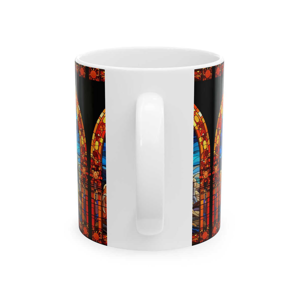 Stained Glass Cathedral Window Nativity Christmas Ceramic Mug 11oz   Item #670376
