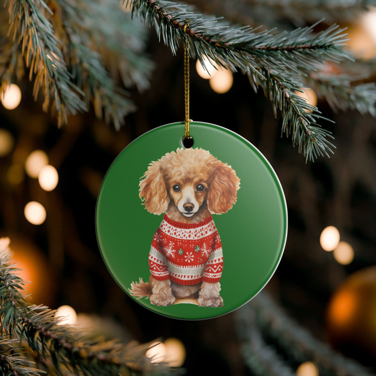 Christmas Puppy in Sweater Ceramic Ornament  Item #398495