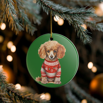 Christmas Puppy in Sweater Ceramic Ornament  Item #398495