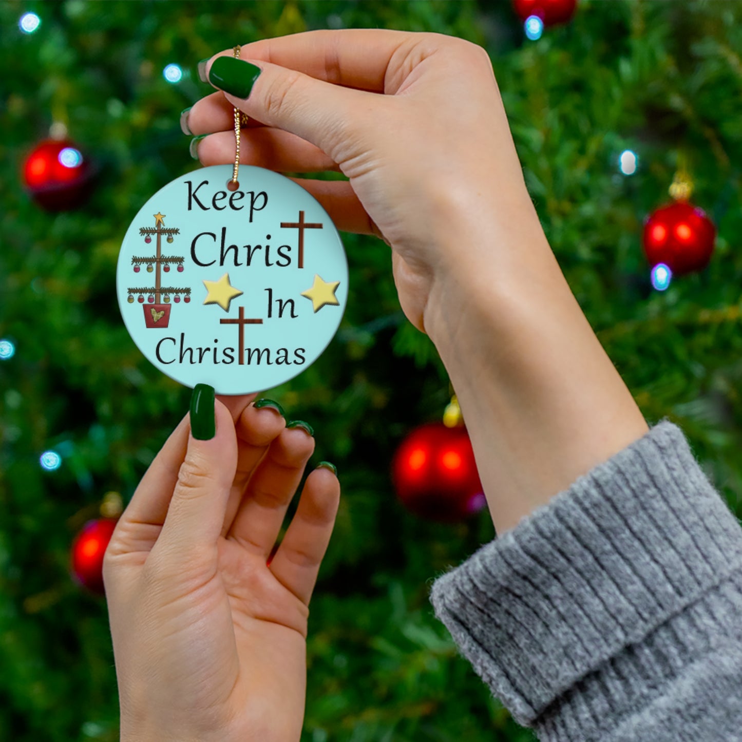 Keep Christ In Christmas Ceramic Disc Ornament       Item #7100622