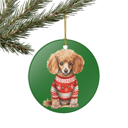 Christmas Puppy in Sweater Ceramic Ornament  Item #398495