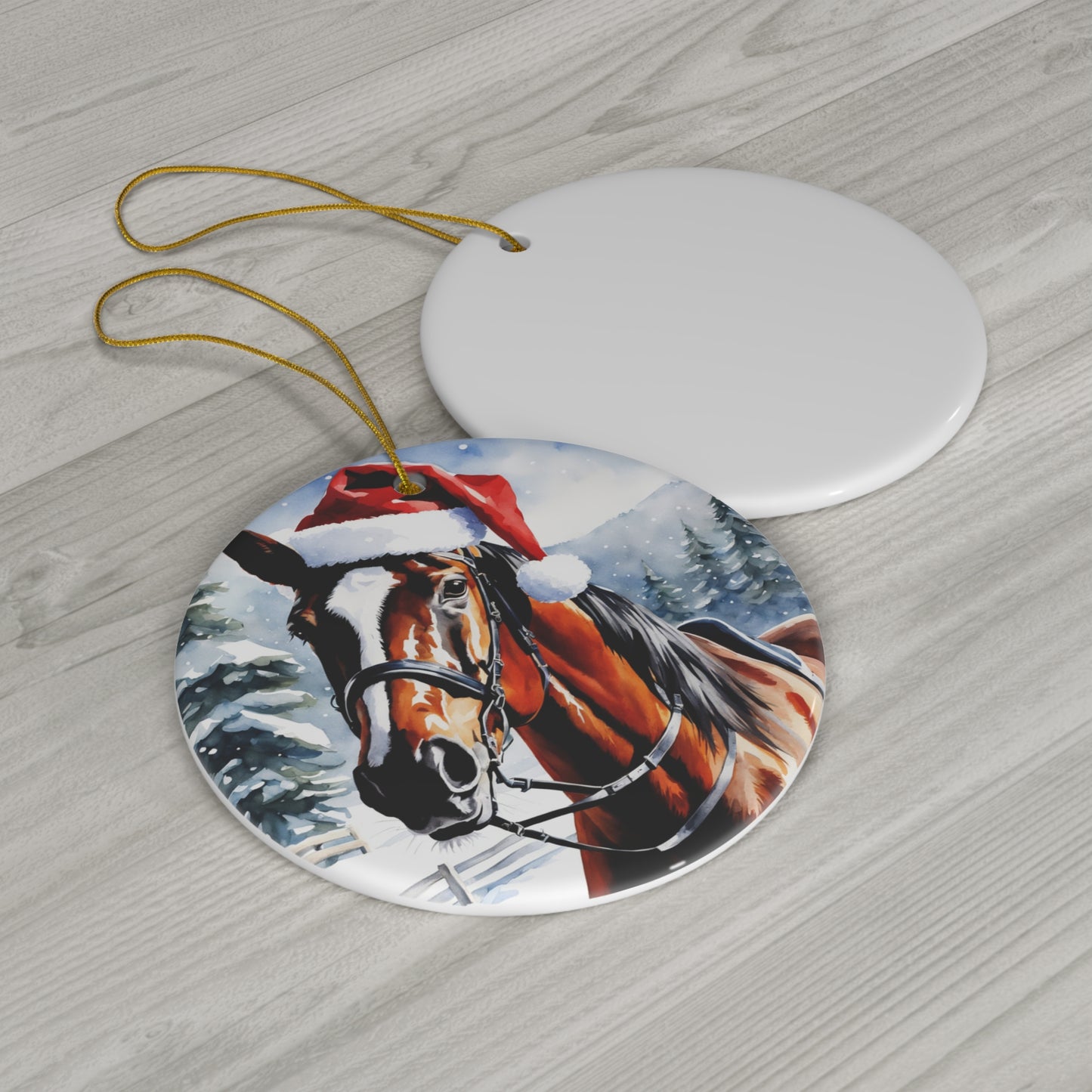 Horse Christmas Ceramic Disc Ornament        Item #2872626