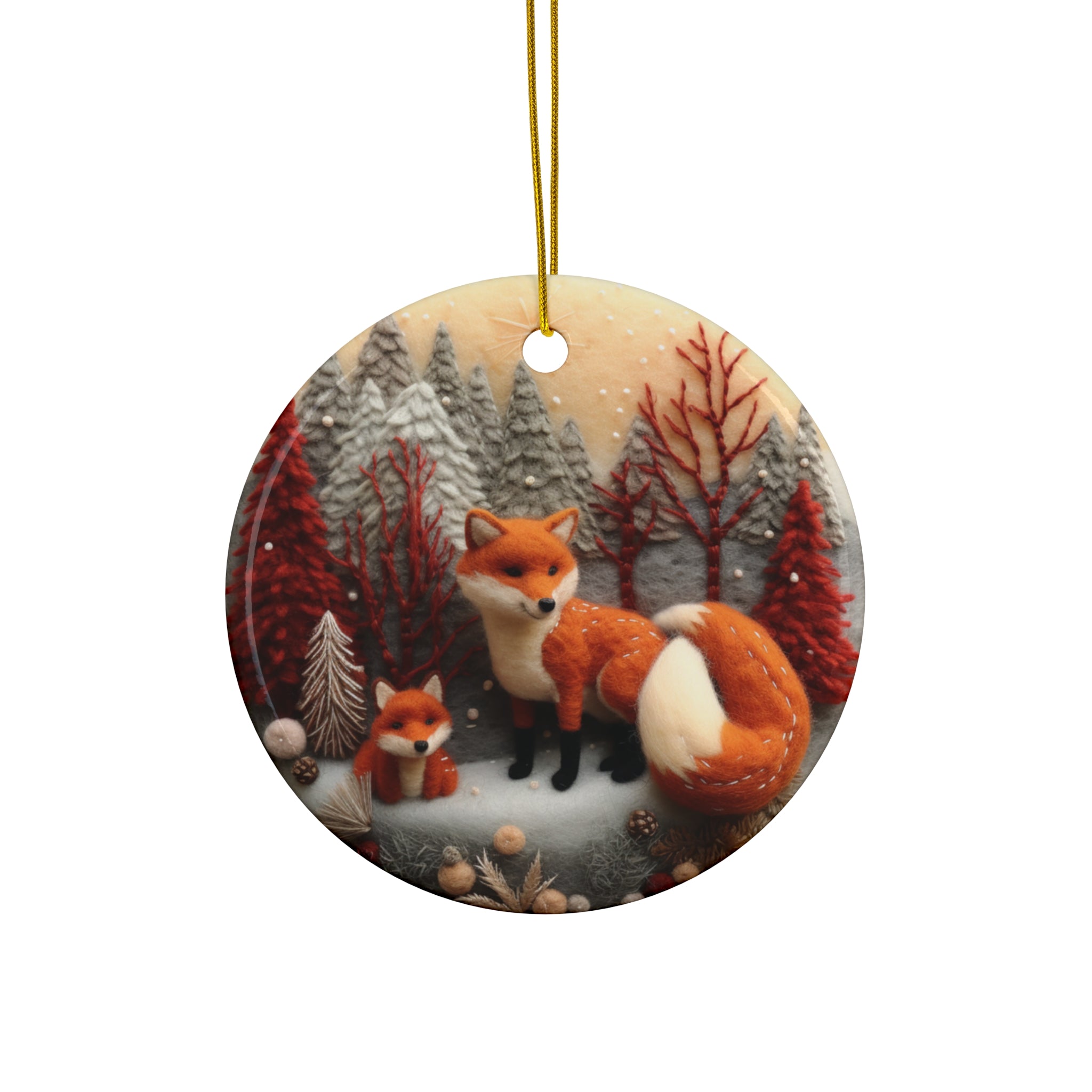 Fox Ceramic Disc Ornament        Item #8936323