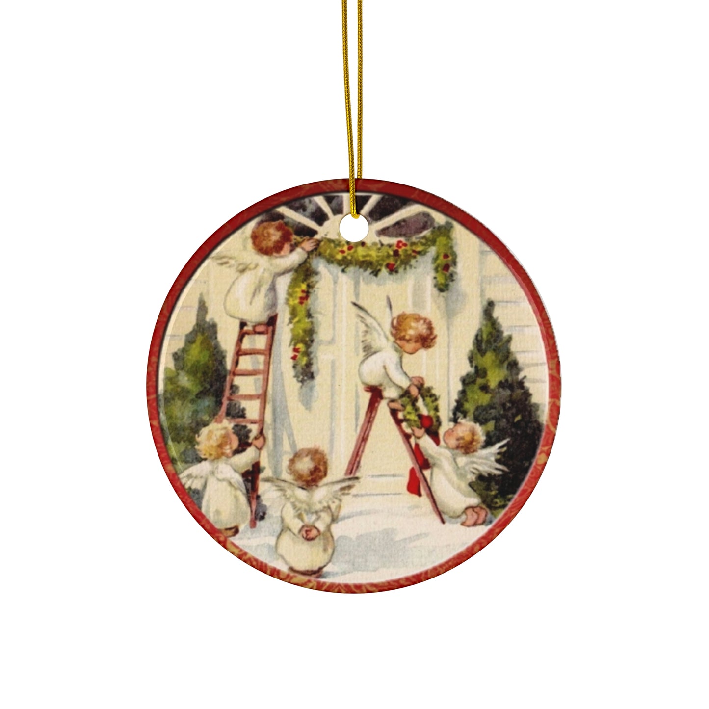 Christmas Scene Kids Ceramic Disc Ornament       Item #2755384