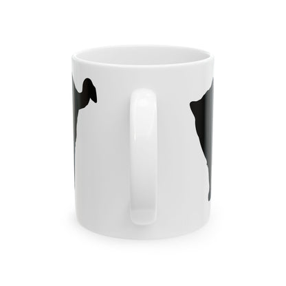 Black Cat Silhouette Ceramic Mug — Minimalist Cat Lover Coffee Cup 11 oz    Item #610806