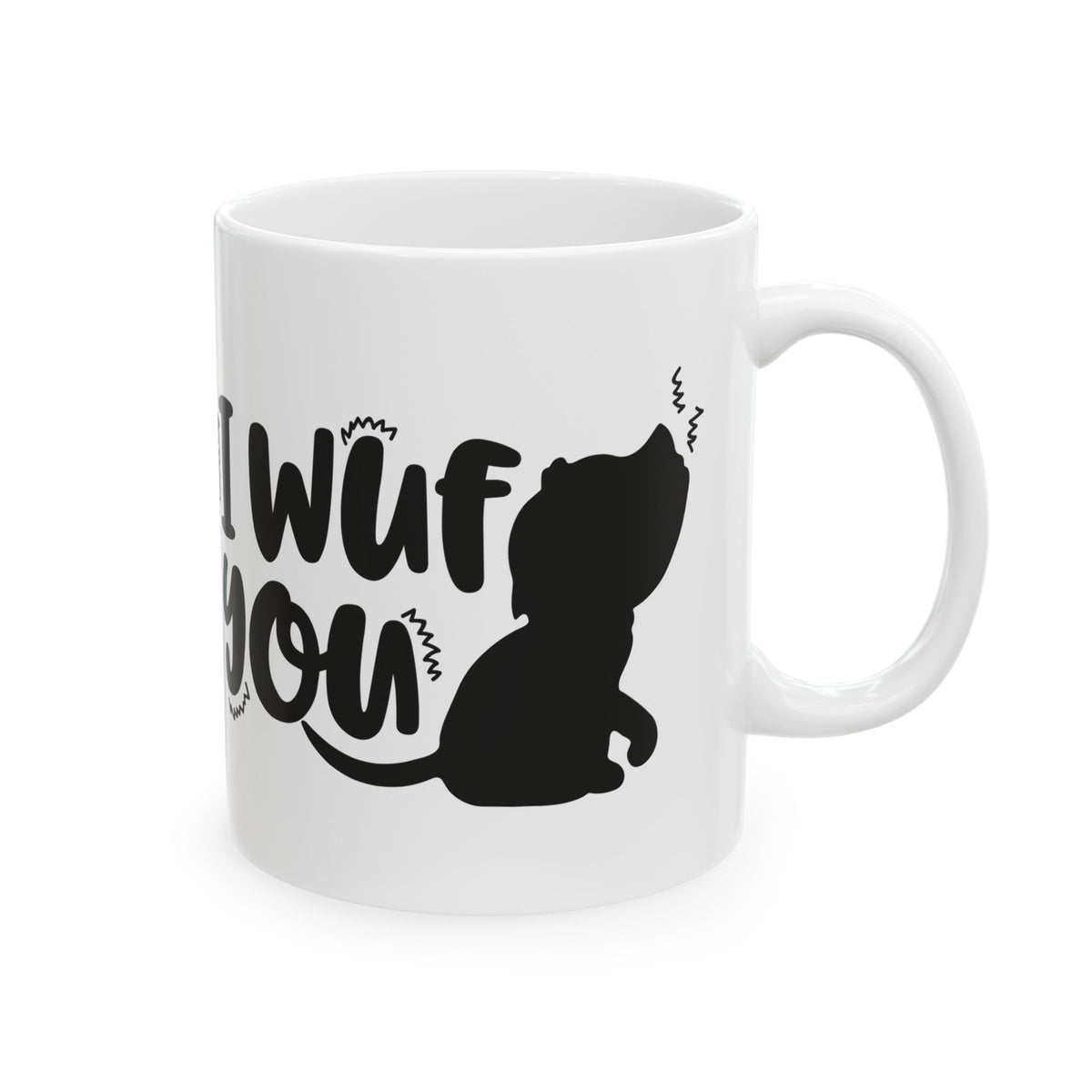 Dog Silhouette Ceramic Mug - "I Woof You" Funny Pet Lover Coffee Cup 11oz   Item #338564