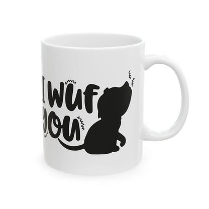 Dog Silhouette Ceramic Mug - "I Woof You" Funny Pet Lover Coffee Cup 11oz   Item #338564
