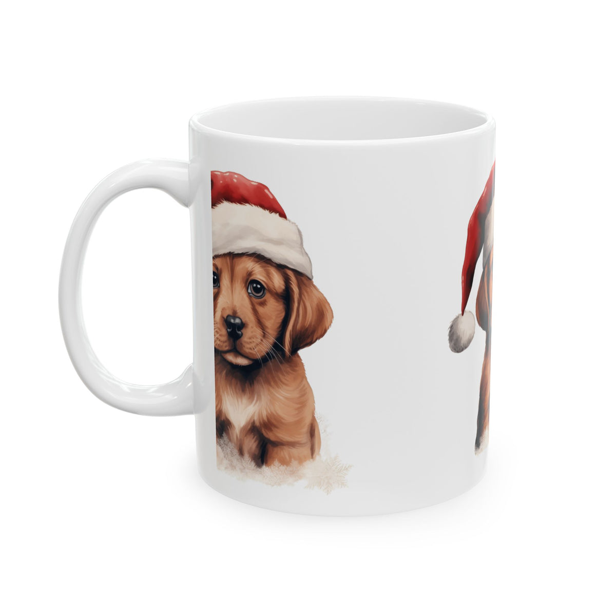 Christmas Puppy Mug — Cute Dog in Santa Hat Ceramic Coffee Cup 11oz  Item #68964