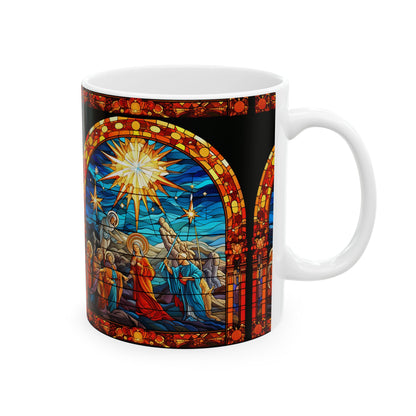 Stained Glass Cathedral Window Nativity Christmas Ceramic Mug 11oz   Item #670376