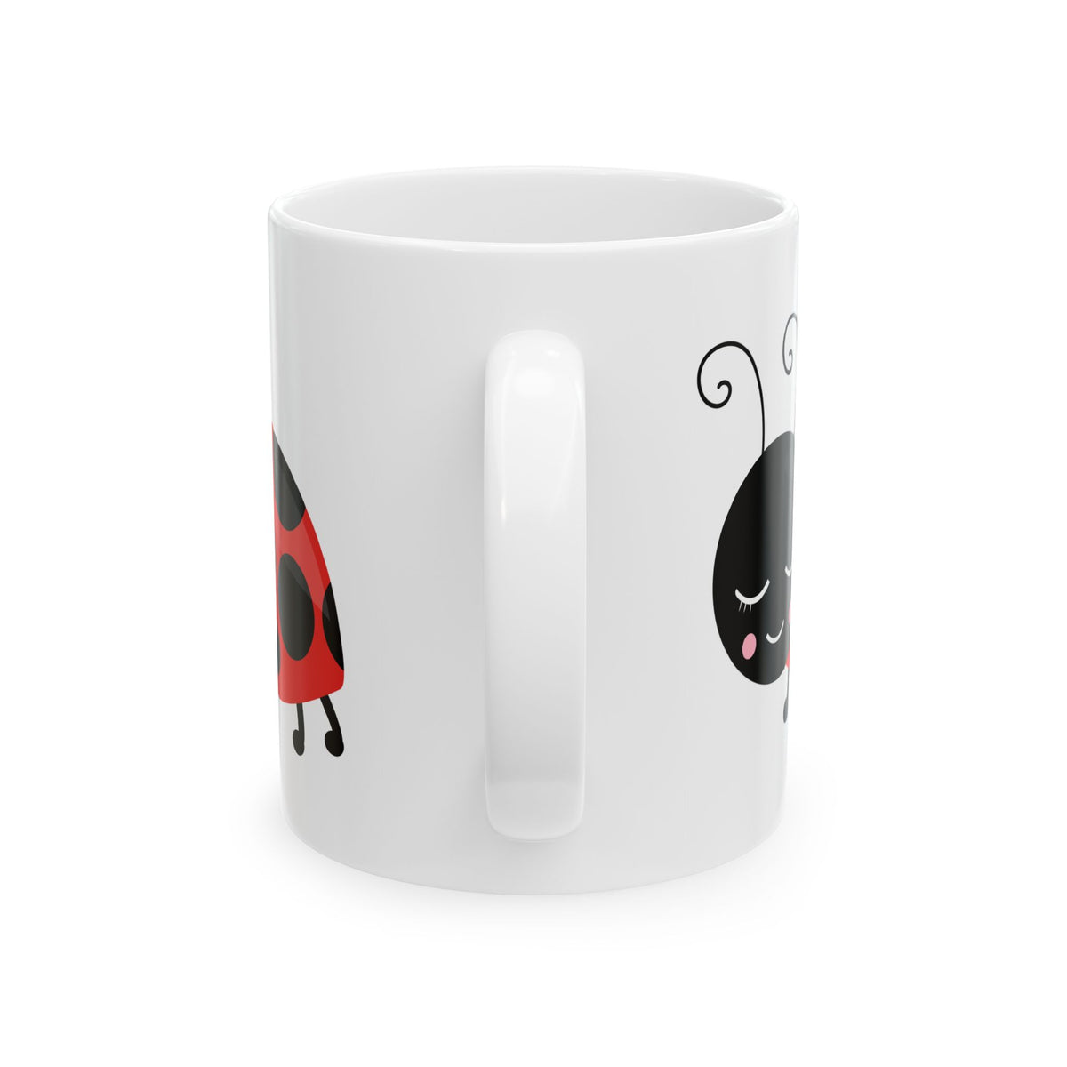 Cute Ladybug Ceramic Mug – Whimsical Red & Black Bug Coffee Cup 11oz   Item #533415