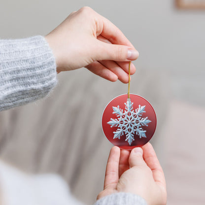 Red Snowflake Ceramic Christmas Ornament   Item #468233