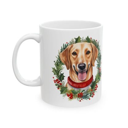 Golden Retriever Christmas Wreath Ceramic Mug 11oz   Item #650532