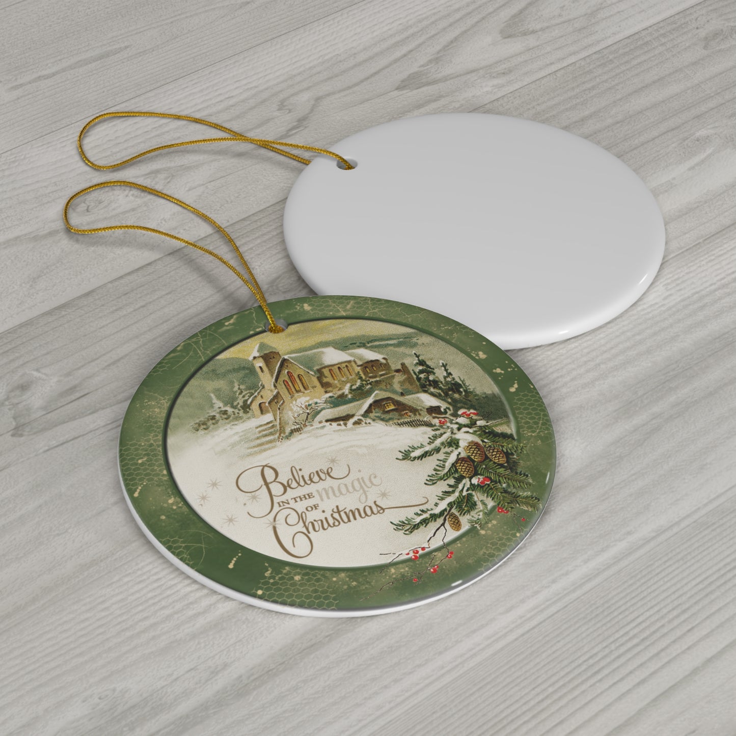 Winter Scene Ceramic Disc Ornament       Item #620026