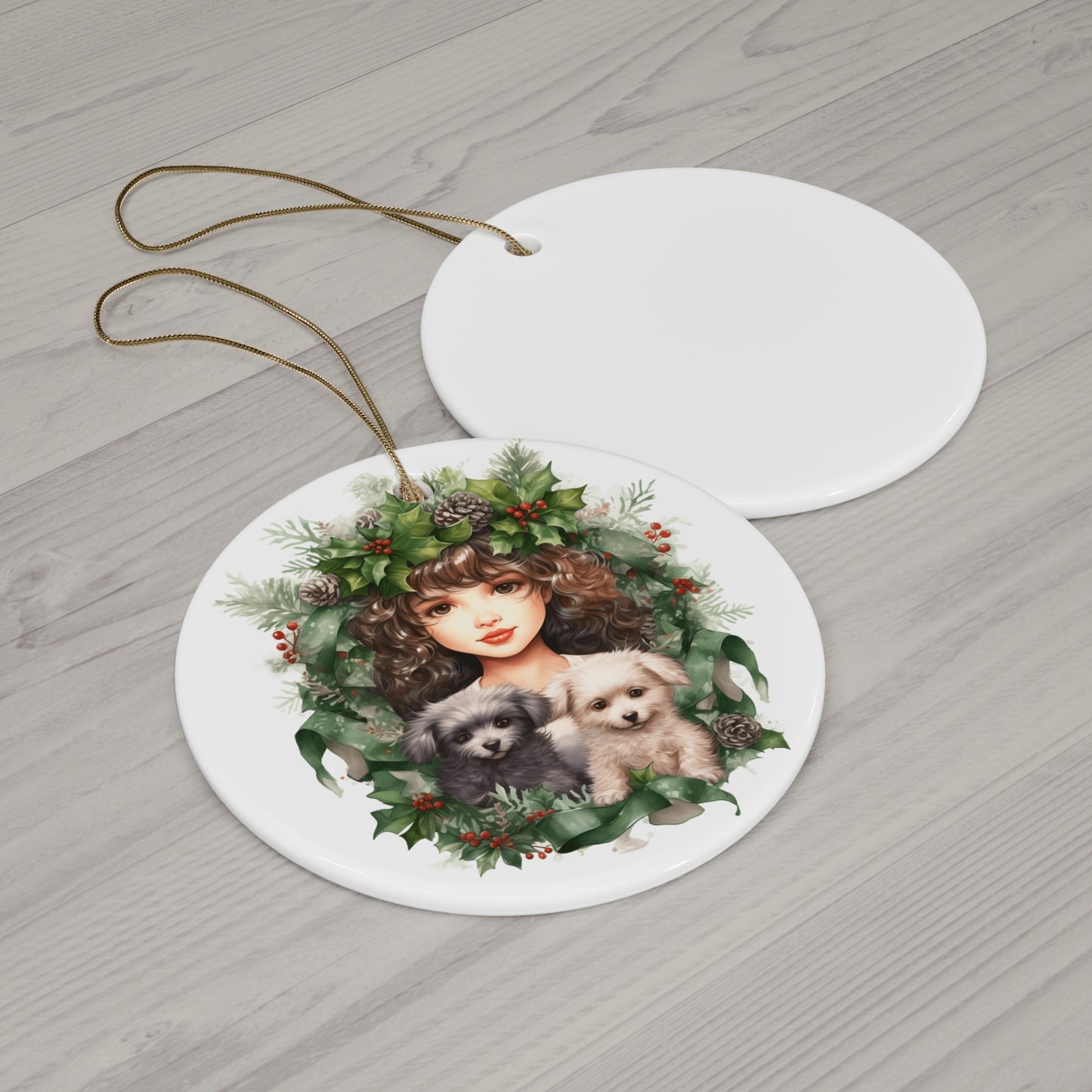 Christmas Dog Ceramic Disc Ornament             Item #3651402