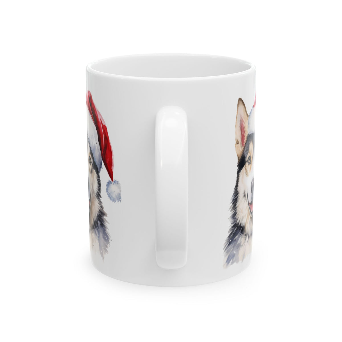 Christmas Husky Mug — Festive Siberian Husky in Santa Hat 11oz   Item #640821