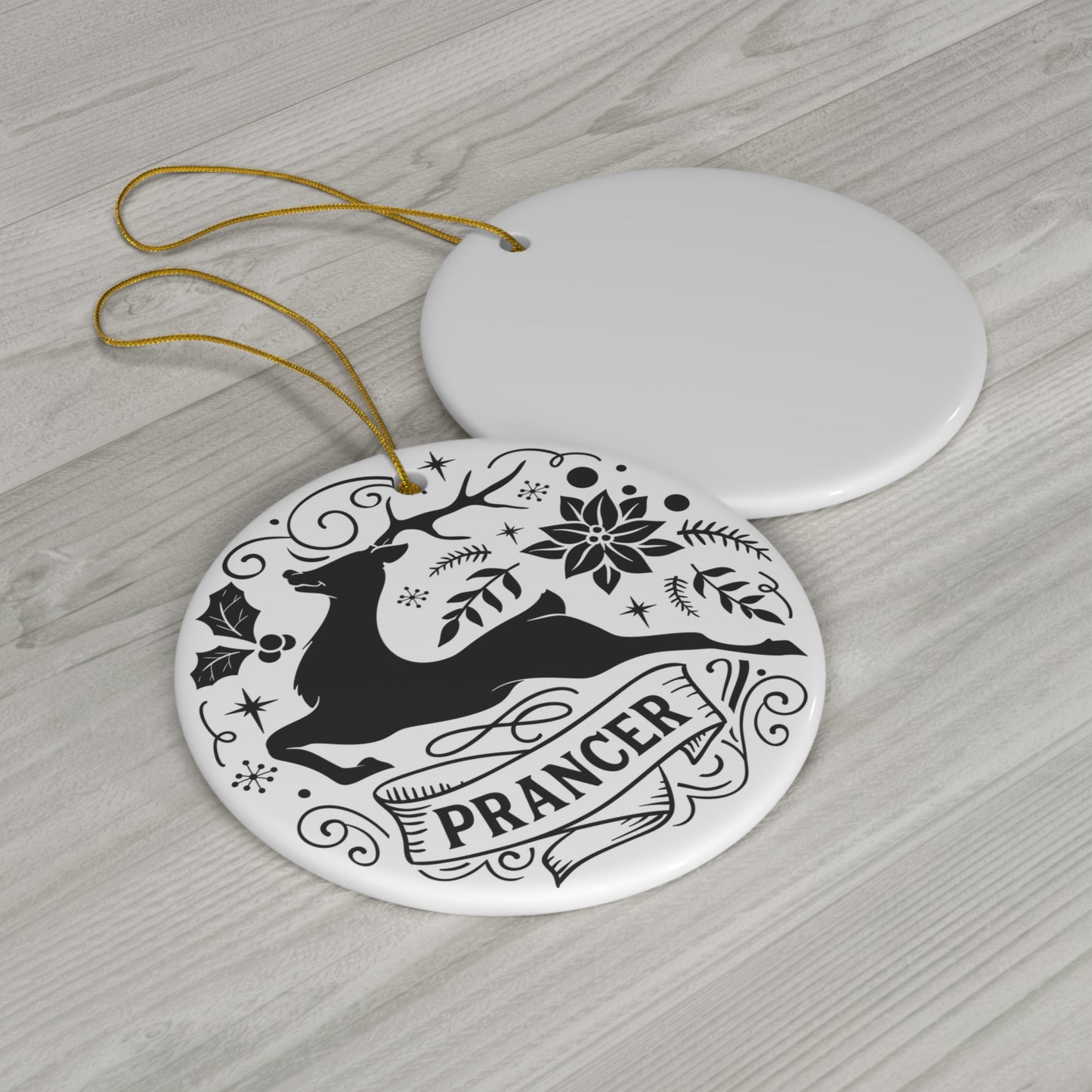 Prancer Ceramic Disc Ornament       Item #673547