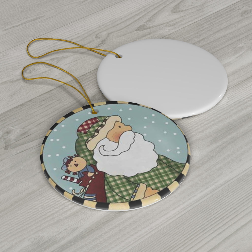 Santa Ceramic Disc Ornament        Item #1975665