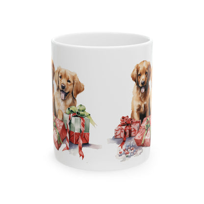 Golden Retriever Christmas Mug — Holiday Puppy Gifts Coffee Mug 11oz   Item #721004