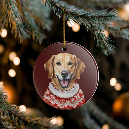 Festive Dog In Christmas Sweater Ceramic Ornament   Item #972966