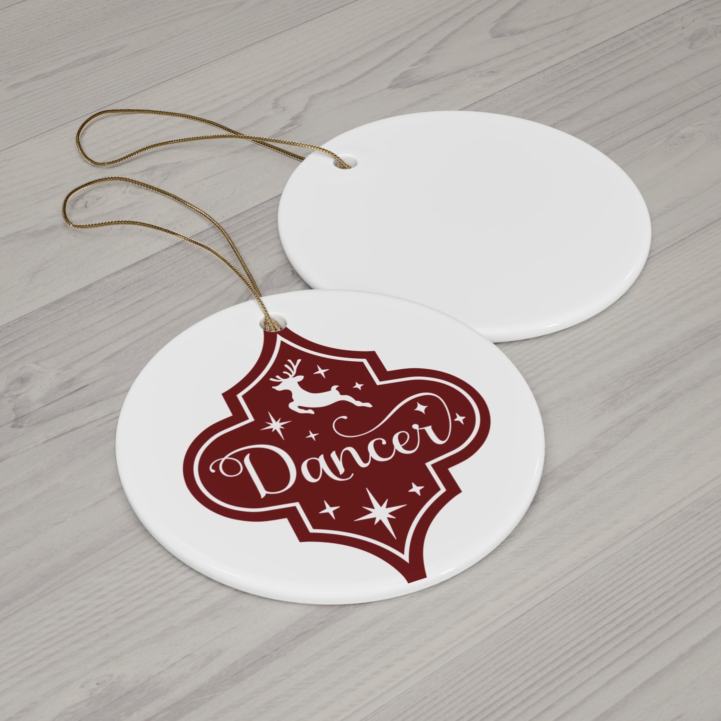 Dancer Reindeer Ceramic Disc Ornament       Item #7838408