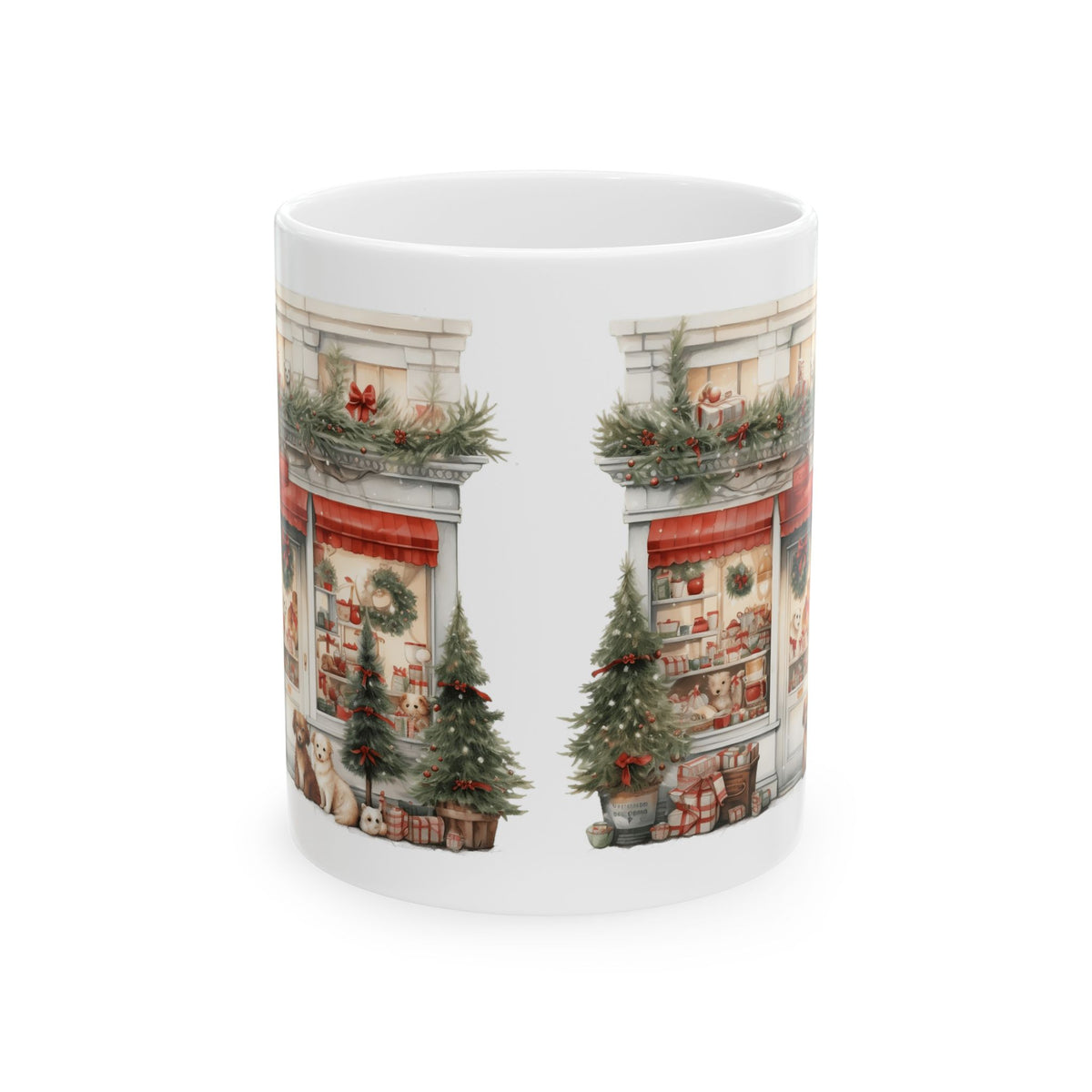 Christmas Village With Dogs Ceramic Mug – Festive Holiday Coffee Cup 11oz  Item #631298
