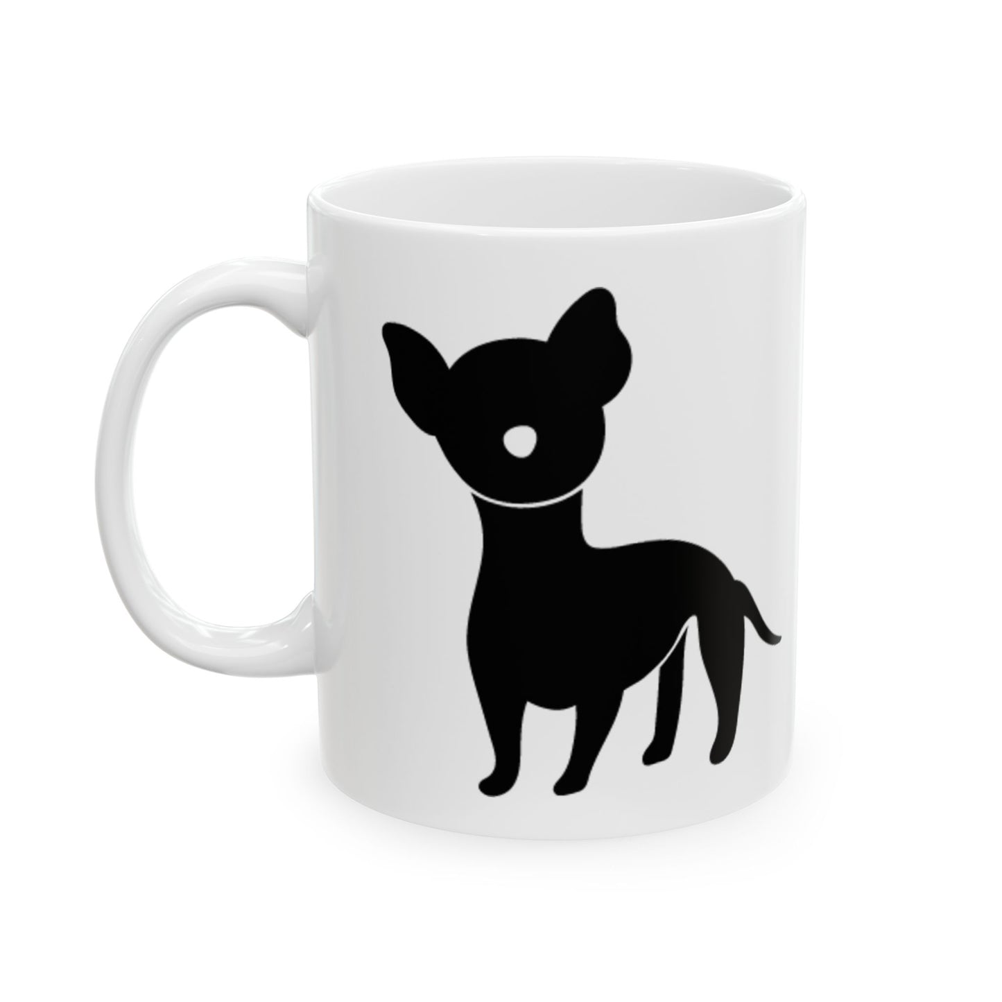Chihuahua Silhouette Ceramic Mug – Cute Black Dog Coffee Cup 11oz   Item #679233