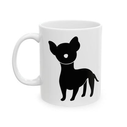 Chihuahua Silhouette Ceramic Mug – Cute Black Dog Coffee Cup 11oz   Item #679233