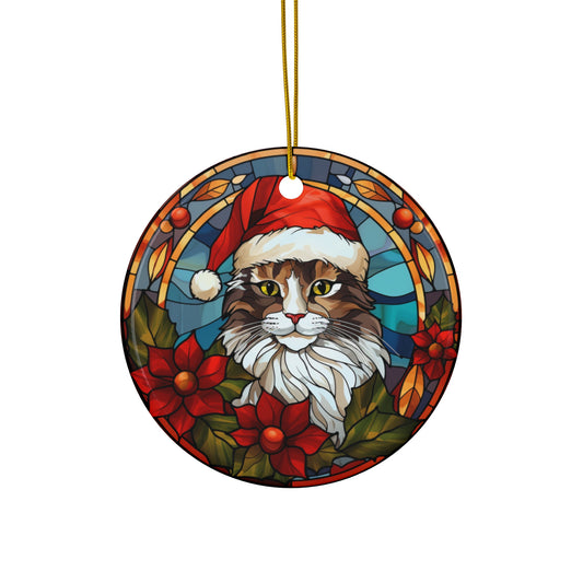 Santa Cat Ceramic Ornament            Item #3106284