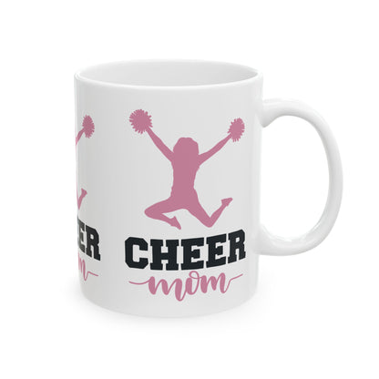 Cheer Mom Ceramic Mug – Pink Cheerleader Silhouette Coffee Cup 11oz   Item #487374
