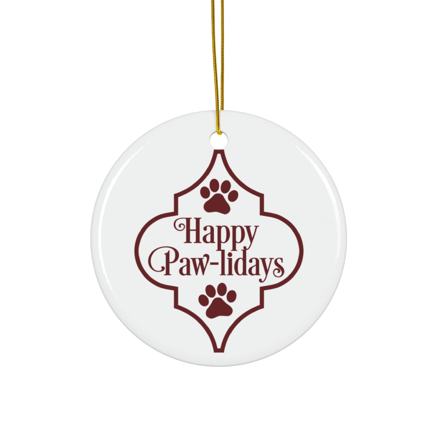 Happy Paw-idays Ceramic Disc Ornament     Item #5567245