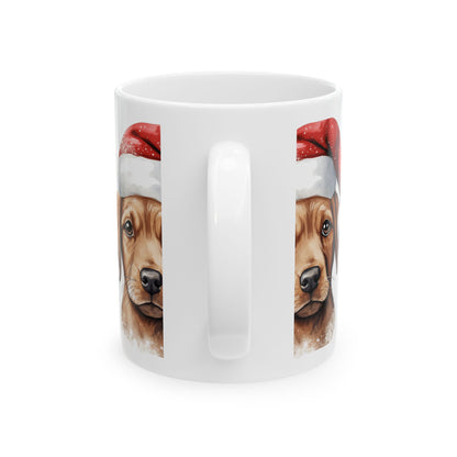 Christmas Puppy Mug — Cute Dog in Santa Hat Ceramic Coffee Cup 11oz  Item #289613