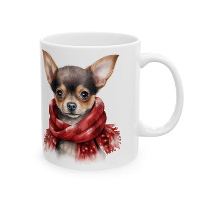 Festive Christmas Dog With Scarf Ceramic Mug 11oz   Item #214993