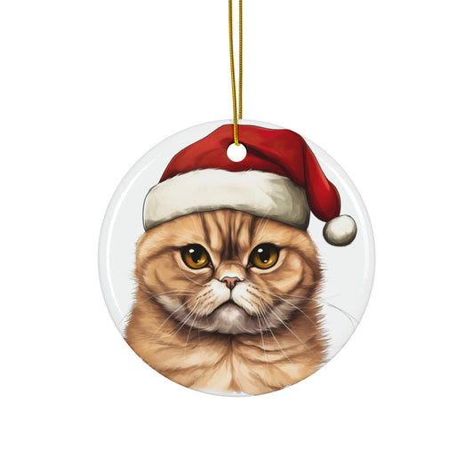 Exotic Shorthair Cat With Santa Hat Ceramic Ornament        Item #5448727