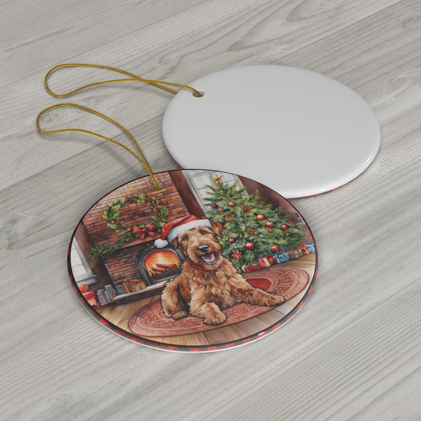 Ceramic Ornament - Irish Terrier Christmas Dog       Item #712653