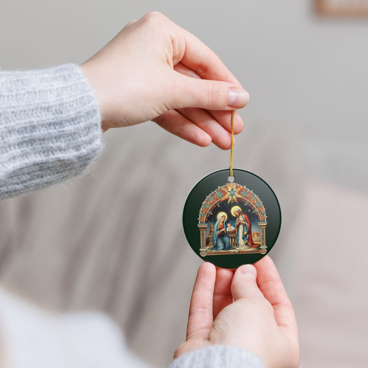 Nativity Scene Ceramic Christmas Ornament   Item #292578
