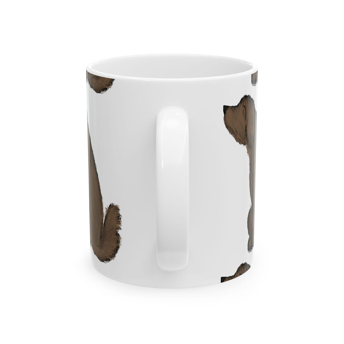 Dog Pattern Ceramic Mug — Brown Puppy Repeat Print 11oz   Item #77728