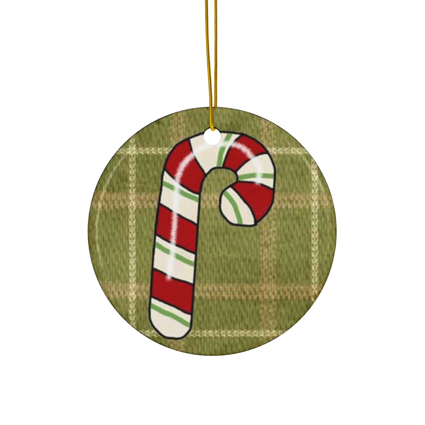 Candy Cane Ceramic Disc Ornament           Item #8790221