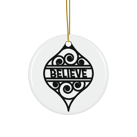 Believe Ceramic Disc Ornament      Item #1510124