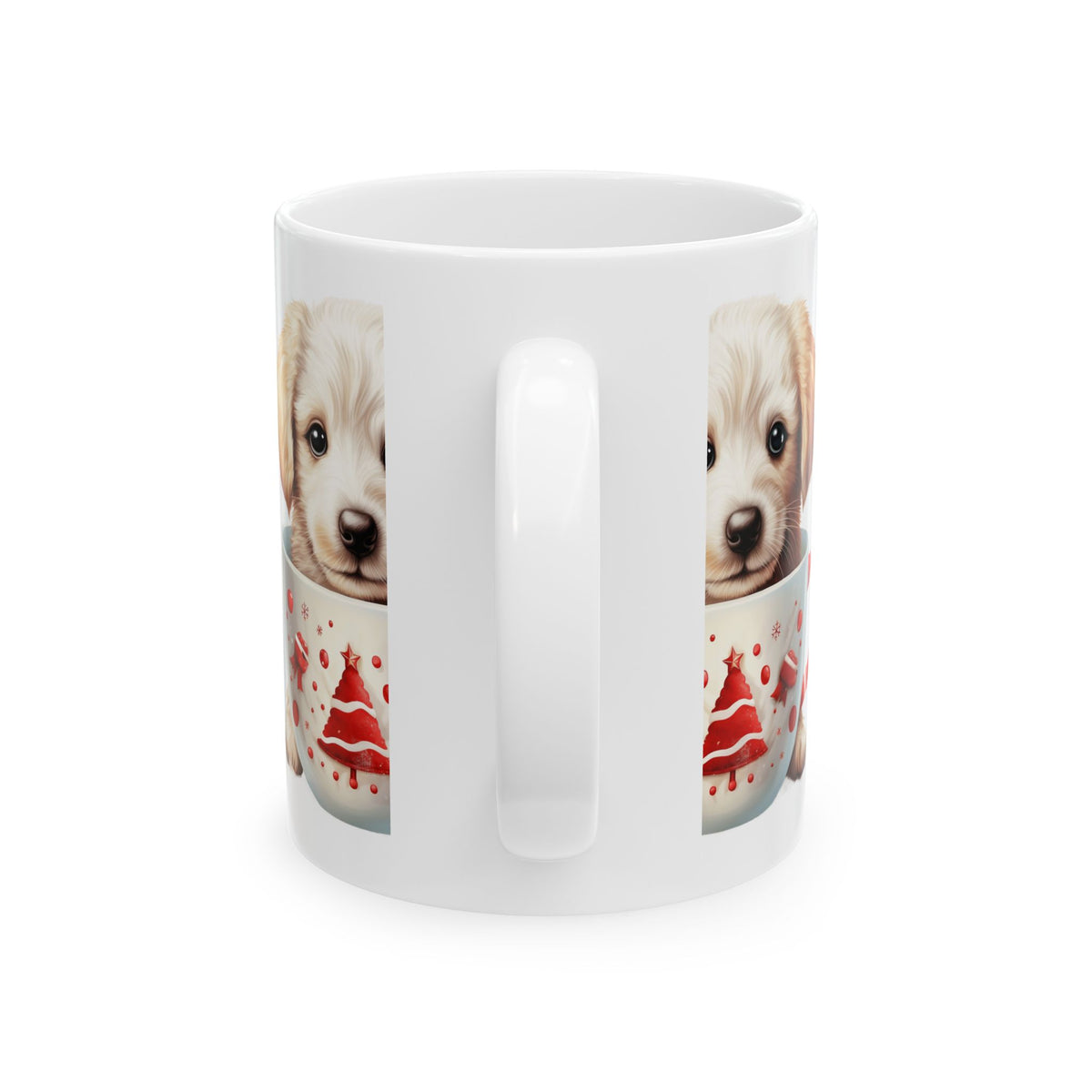Cute Puppy in Christmas Mug Ceramic Coffee Mug — Holiday Dog Lover Gift 11oz   Item #453288